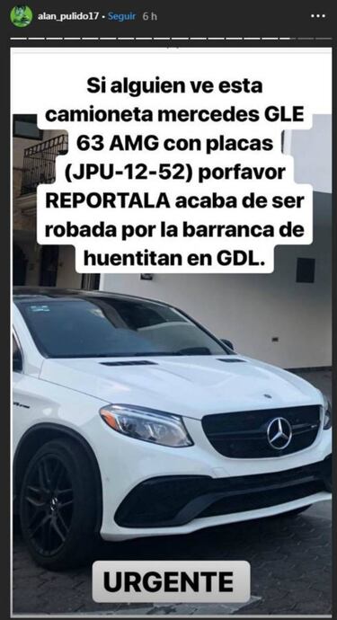 Alan Pulido denuncia el robo de su camioneta en Guadalajara