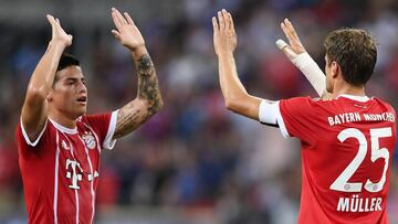  James Rodr&iacute;guez y Thomas M&uuml;ller pasaron de goleadores a volantes mixtos en el Bayern M&uacute;nich 