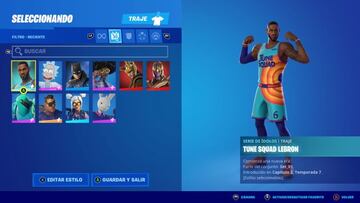 Un vistazo de cerca al skin Tune Squad LeBron