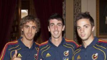 <b>UN TRÍO FELIZ. </b>Muniesa, Cuenca y Sarabia, los tres últimos debutantes en la Selección Sub-21.