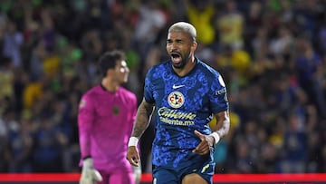Rodrigo Aguirre celebrate this goal 1-2 of America during the 4th round match between FC Juarez and America as part of the Liga BBVA MX, Torneo Apertura 2024 at Olimpico Benito Juarez Stadium on July 20, 2024 in Ciudad Juarez, Chihuahua, Mexico.