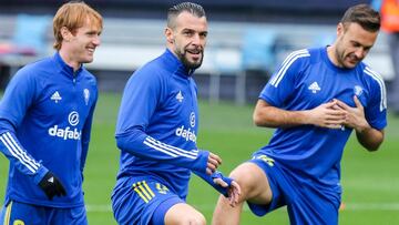 Álex, Negredo y Cala, durante un entrenamiento.