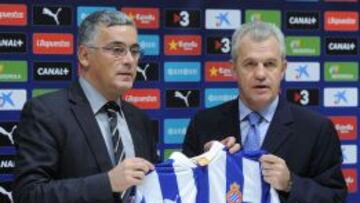 Presentación de Aguirre como nuevo técnico del Espanyol.