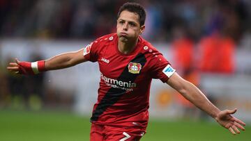 Chicharito Hernández celebra un gol ante el Borussia Dortmund.