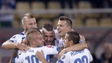 Alegría de los jugadores eslovacos.