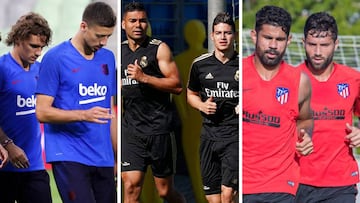 Las plantillas de Barcelona, Real Madrid y Atl&eacute;tico de Madrid, entrenando.