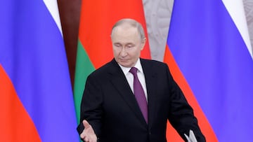 Russia's President Vladimir Putin attends a signing ceremony and a press conference following a meeting with his Belarusian counterpart Alexander Lukashenko in Moscow, Russia, March 13, 2025. REUTERS/Maxim Shemetov/Pool