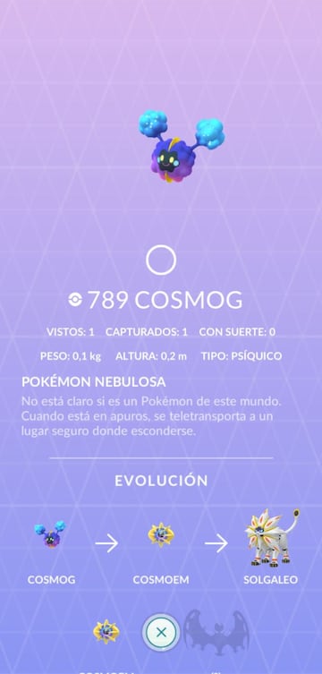 Cosmog es el Pok&eacute;mon #789