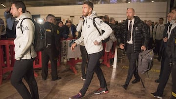 Sergio Ramos, a su llegada a Barcelona.