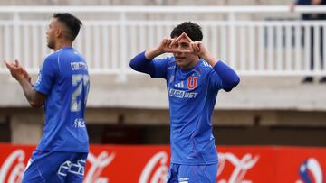 Futbol, Magallanes vs Universidad de Chile.
Fecha 5, Copa Chile 2025
El jugador de Universidad de Chile, Flavio Moya, celebra su gol contra Magallanes durante un partido de Copa Chile disputado en el estadio Lucio Farina de Quillota, Chile.
5/4/2025
Sebastian Cisternas/Photosport
Football, Magallanes vs Universidad de Chile.
5th turn, 2025 Copa Chile
Universidad de Chile player, Flavio Moya, celebrate scoring against Magallanes during a Copa Chile match at Lucio Farina stadium in Quillota, Chile.
5/4/2025
Sebastian Cisternas/Photosport