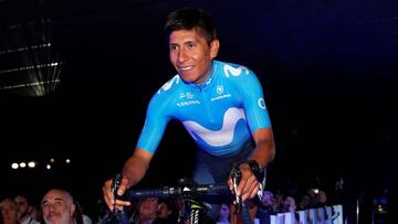Nairo Quintana durante la presentación del Movistar en España