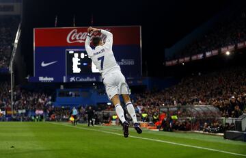 19 de noviembre de 2016. Partido de LaLiga entre el Atlético de Madrid y el Real Madrid en el Vicente Calderón (0-3). Cristiano Ronaldo marcó el 0-1.