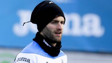 El delantero del Espanyol, Leo Baptistao, durante un entrenamiento.