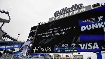 Imagen del minuto de silencio antes del partido de NFLS entre los New England Patriots y New York Jets en el Gillette Stadium de Foxborough, Massachusetts.