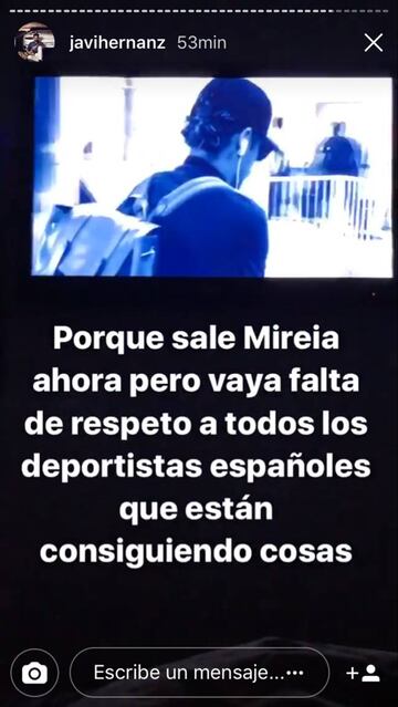 El mensaje de Javier Hernanz en el que expresa su malestar porque Mireia Belmonte no abra los espacios informativos deportivos.