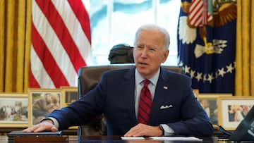 FILE PHOTO: U.S. President Joe Biden speaks before signing executive orders strengthening access to affordable healthcare at the White House in Washington, U.S., January 28, 2021. REUTERS/Kevin Lamarque/File Photo