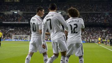 James Rodríguez, Cristiano Ronaldo y Marcelo en el Real Madrid