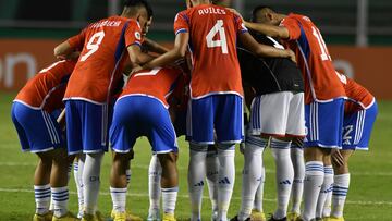 Futbol, Chile vs Uruguay.
Fase de grupos, Sudamericano Sub 20.
LOs jugadores de Chile durante el partido del grupo B del campeonato sudamericano sub 20 realizado en el estadio Deportivo Cali de Cali, Colombia.
22/01/2023
Santiago Cortes/Photosport

Football, Chile vs Uruguay.
2023 Sudamerican U 20 Championship.
Chile's players  during the group B match of the Sudamericano U 20 championship held at the Deportivo Cali stadium in Cali, Colombia.
22/01/2023
Santiago Cortes/Photosport