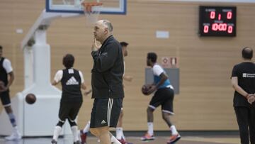 Pablo Laso, en un entrenamiento del Real Madrid.
 