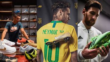 Imágenes promocionales de Cristiano Ronaldo, Neymar Jr. y Lionel Messi que han publicado en Instagram.