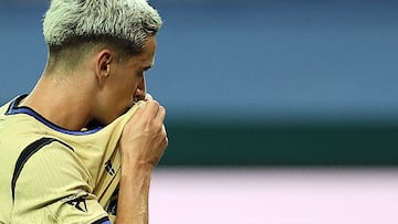 Soccer Football - Pre-Season Friendly - FC Seoul v FC Barcelona - Seoul World Cup Stadium, Seoul, South Korea - July 31, 2025 FC Barcelona's Gavi celebrates scoring their sixth goal REUTERS/Kim Hong-Ji