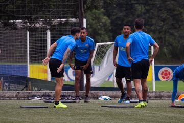 El equipo argentino hizo un trabajo regenerativo en la cancha principal de la Federación Colombia de Fútbol. Villa y Fabra, los dos colombianos presentes. 