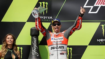 Jorge Lorenzo tras quedar segundo en el podio del GP de la República Checa.