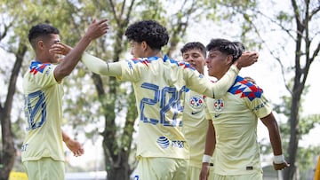 Guillermo Cortez celebrates his goal of America during the game America vs Santos, corresponding to round 13 of Basic Forces U-18 of the Torneo Apertura 20231 of the Liga BBVA MX, at Club America, on October 21, 2023.
<br><br>
Guillermo Cortez celebra su gol de America durante el partido America vs Santos, correspondiente a la jornada 13 de Fuerzas Basicas Sub-18 del Torneo Apertura 2023 de la Liga BBVA MX, en Club America, el 21 de Octubre de 2023.