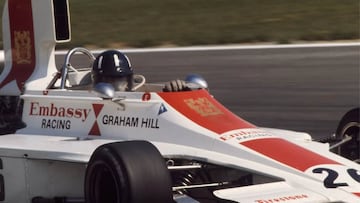 Graham Hill, con el T370 del Embassy Racing en 1974.