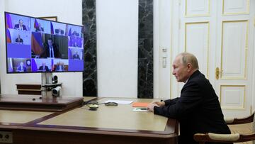 Russian President Vladimir Putin chairs a meeting with members of the Security Council via video link in Moscow, Russia August 2, 2024. Sputnik/Gavriil Grigorov/Pool via REUTERS ATTENTION EDITORS - THIS IMAGE WAS PROVIDED BY A THIRD PARTY.