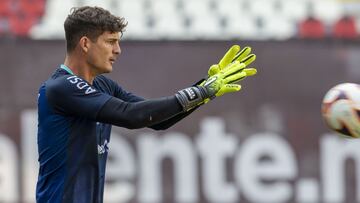 Axel Werner en el calentamiento de un partido del Atlético de San Luis