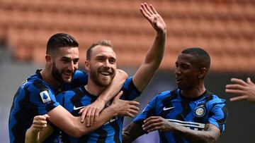 Eriksen celebra un gol con el Inter.