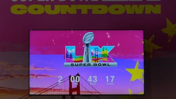 Feb 6, 2026; San Francisco, CA, USA; A countdown clock at the Super Bowl LX Experience at the Moscone Center. Mandatory Credit: Kirby Lee-Imagn Images