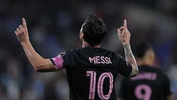 NEW YORK, NEW YORK - SEPTEMBER 24: Lionel Messi #10 of Inter Miami CF celebrates after scoring the team's fourth goal during the MLS match between New York City FC and Inter Miami CF at Citi Field on September 24, 2025 in New York City. Dustin Satloff/Getty Images/AFP (Photo by Dustin Satloff / GETTY IMAGES NORTH AMERICA / Getty Images via AFP)