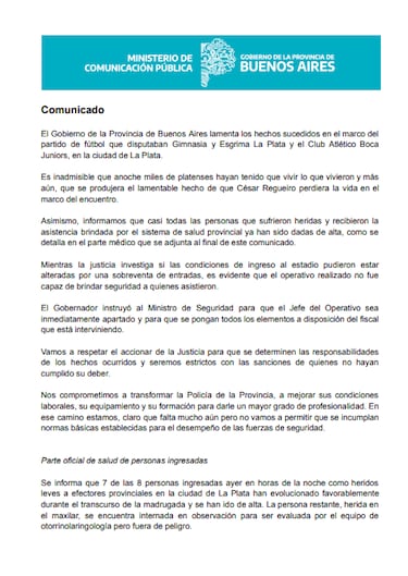 El Gobierno de Buenos Aires aparta al Jefe del Operativo
