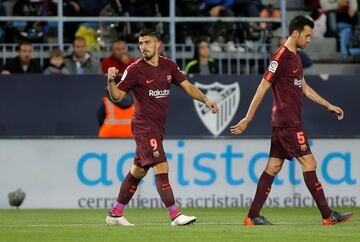 0-1. Luis Suárez celebró el primer gol.