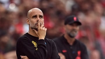 Soccer Football - Community Shield - Liverpool v Manchester City - King Power Stadium, Leicester, Britain - July 30, 2022 Manchester City manager Pep Guardiola REUTERS/Tony Obrien