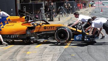 McLaren of Carlos Sainz during the Formula 1 Test in the Barcelona Catalunya Circuit, on 14th May 2019, in Barcelona, Spain.