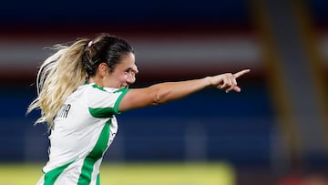AMDEP9959. CALI (COLOMBIA), 05/10/2023.- Daniela Montoya de Nacional celebra un gol hoy, en un partido de la Copa Libertadores Femenina entre Caracas y Atlético Nacional en el estadio Pascual Guerrero en Cali (Colombia). EFE/ Ernesto Guzmán