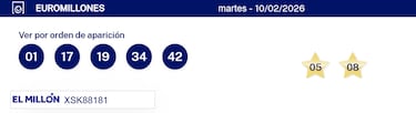 Euromillones: comprobar los resultados del sorteo de hoy, martes 10 de febrero