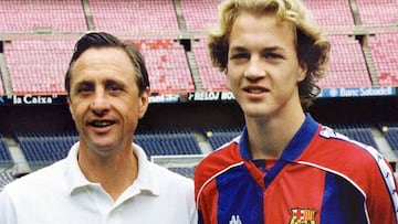 Johan y Jordi Cruyff, en el Camp Nou el 3 de junio de 1995.