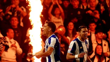 Gabri Veiga celebra su gol contra el Tondela en la liga portuguesa.