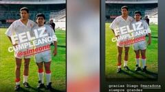 La felicitaci&oacute;n de Maradona y la respuesta de Simeone.