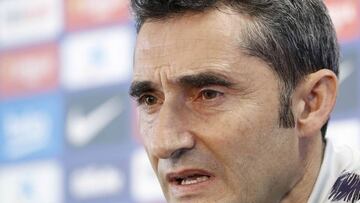 GRAF4844 BARCELONA, 5/1/2019.- El entrenador del FC Barcelona, Ernesto Valverde, durante la rueda de prensa ofrecida este mediodía en la ciudad deportiva Joan Gamper tras la sesión preparatoria de cara al partido de la Liga que jugará