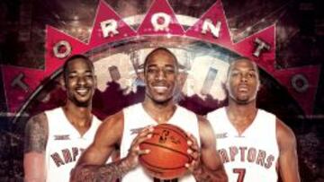 Terrence Ross, DeMar DeRozan y Kyle Lowry.