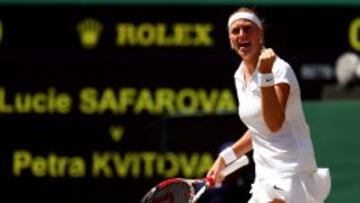 Petra Kvitova celebra su victoria en semifinales.