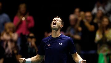 Tennis - Davis Cup - Finals - Britain v Switzerland - AO Arena, Manchester, Britain - September 15, 2023 Britain's Andy Murray celebrates winning his match against Switzerland's Leandro Riedi Action Images via Reuters/Jason Cairnduff