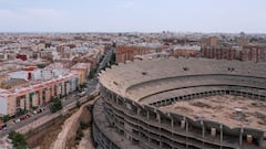 Panorámica del recinto del futuro estadio del Valencia en la Avenida de las Cortes Valencianas.