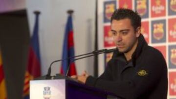 Xavi, durante el acto en que habló del partido del sábado.