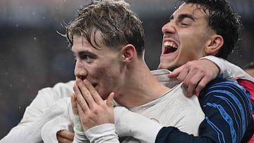 Hojlund celebra el gol de la victoria ante el Genoa.